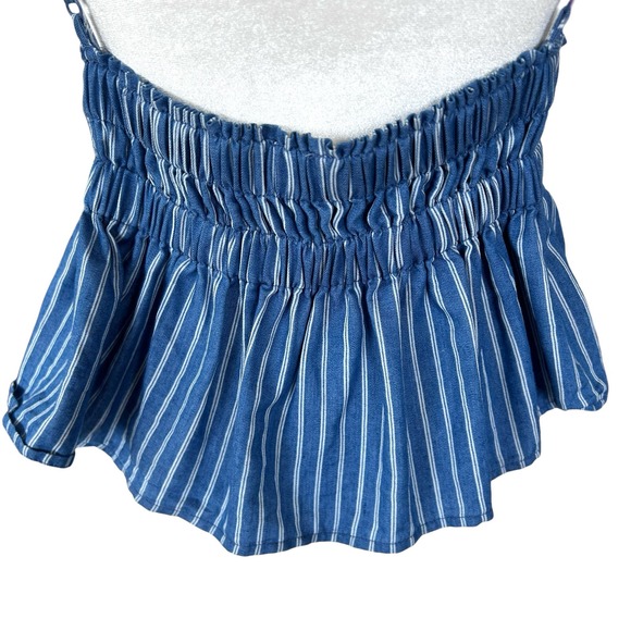 Ganji Womens Blue White Striped Backless Spaghetti Strap Cropped Top Size Medium - Picture 5 of 9